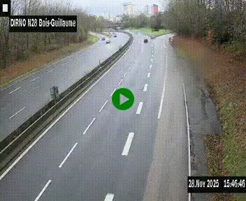 <h2>Webcam routière à hauteur de Bois-Guillaume en périphérie de Rouen. Vue orientée vers Rouen</h2>