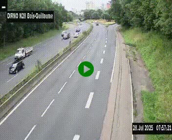 <h2>Webcam routière à hauteur de Bois-Guillaume en périphérie de Rouen. Vue orientée vers Rouen</h2>