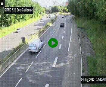 <h2>Webcam routière à hauteur de Bois-Guillaume en périphérie de Rouen. Vue orientée vers Rouen</h2>