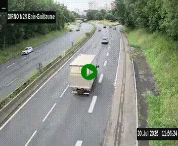 <h2>Webcam routière à hauteur de Bois-Guillaume en périphérie de Rouen. Vue orientée vers Rouen</h2>