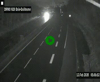 Webcam routière à hauteur de Bois-Guillaume en périphérie de Rouen. Vue orientée vers Rouen