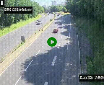 <h2>Webcam routière à hauteur de Bois-Guillaume en périphérie de Rouen. Vue orientée vers Rouen</h2>