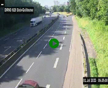 <h2>Webcam routière à hauteur de Bois-Guillaume en périphérie de Rouen. Vue orientée vers Rouen</h2>
