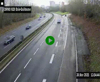 <h2>Webcam routière à hauteur de Bois-Guillaume en périphérie de Rouen. Vue orientée vers Rouen</h2>