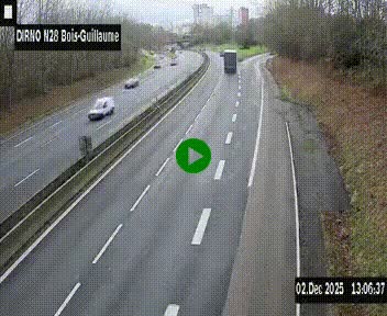 <h2>Webcam routière à hauteur de Bois-Guillaume en périphérie de Rouen. Vue orientée vers Rouen</h2>