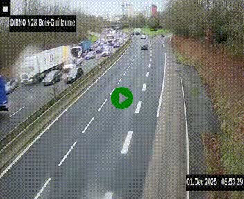 <h2>Webcam routière à hauteur de Bois-Guillaume en périphérie de Rouen. Vue orientée vers Rouen</h2>