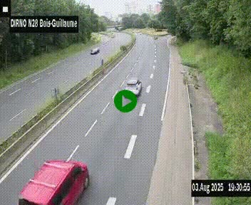 <h2>Webcam routière à hauteur de Bois-Guillaume en périphérie de Rouen. Vue orientée vers Rouen</h2>