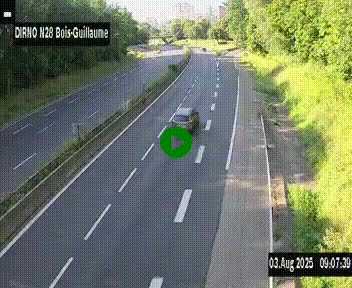 <h2>Webcam routière à hauteur de Bois-Guillaume en périphérie de Rouen. Vue orientée vers Rouen</h2>
