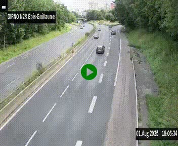 <h2>Webcam routière à hauteur de Bois-Guillaume en périphérie de Rouen. Vue orientée vers Rouen</h2>