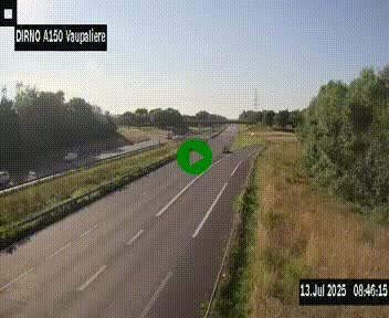 Webcam autoroute A150 à hauteur de La Vaupalière en périphérie de Rouen. Vue orientée vers Rouen