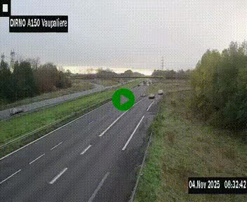 <h2>Webcam autoroute A150 à hauteur de La Vaupalière en périphérie de Rouen. Vue orientée vers Rouen</h2>