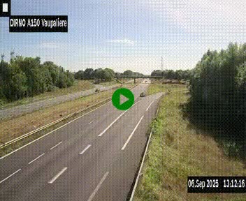 <h2>Webcam autoroute A150 à hauteur de La Vaupalière en périphérie de Rouen. Vue orientée vers Rouen</h2>