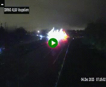 <h2>Webcam autoroute A150 à hauteur de La Vaupalière en périphérie de Rouen. Vue orientée vers Rouen</h2>