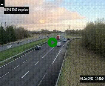 <h2>Webcam autoroute A150 à hauteur de La Vaupalière en périphérie de Rouen. Vue orientée vers Rouen</h2>