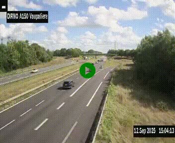 <h2>Webcam autoroute A150 à hauteur de La Vaupalière en périphérie de Rouen. Vue orientée vers Rouen</h2>
