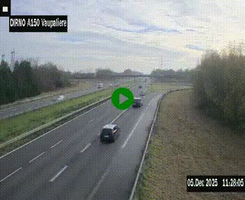 <h2>Webcam autoroute A150 à hauteur de La Vaupalière en périphérie de Rouen. Vue orientée vers Rouen</h2>