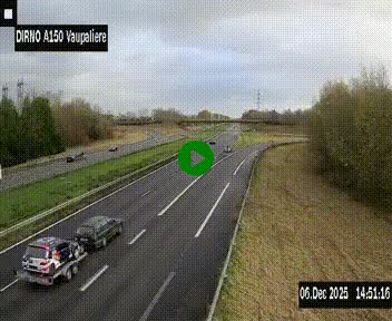 <h2>Webcam autoroute A150 à hauteur de La Vaupalière en périphérie de Rouen. Vue orientée vers Rouen</h2>