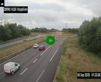 <h2>Webcam autoroute A150 à hauteur de La Vaupalière en périphérie de Rouen. Vue orientée vers Rouen</h2>