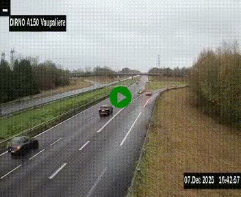 <h2>Webcam autoroute A150 à hauteur de La Vaupalière en périphérie de Rouen. Vue orientée vers Rouen</h2>