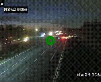 Webcam autoroute A150 à hauteur de La Vaupalière en périphérie de Rouen. Vue orientée vers Rouen