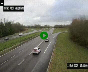 <h2>Webcam autoroute A150 à hauteur de La Vaupalière en périphérie de Rouen. Vue orientée vers Rouen</h2>