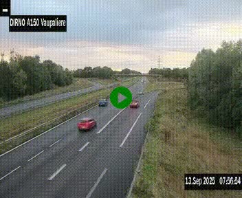 <h2>Webcam autoroute A150 à hauteur de La Vaupalière en périphérie de Rouen. Vue orientée vers Rouen</h2>