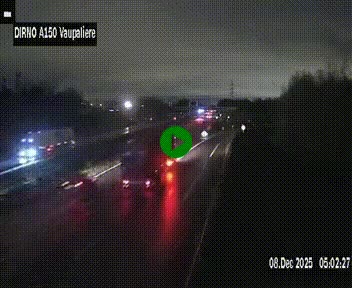 <h2>Webcam autoroute A150 à hauteur de La Vaupalière en périphérie de Rouen. Vue orientée vers Rouen</h2>