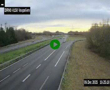 <h2>Webcam autoroute A150 à hauteur de La Vaupalière en périphérie de Rouen. Vue orientée vers Rouen</h2>