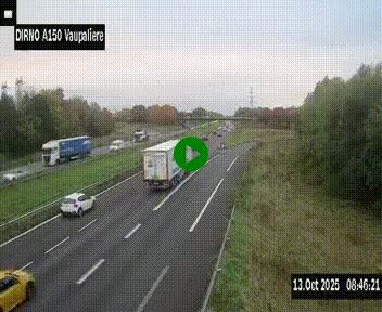 <h2>Webcam autoroute A150 à hauteur de La Vaupalière en périphérie de Rouen. Vue orientée vers Rouen</h2>