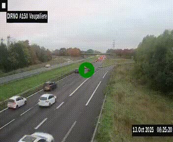 <h2>Webcam autoroute A150 à hauteur de La Vaupalière en périphérie de Rouen. Vue orientée vers Rouen</h2>