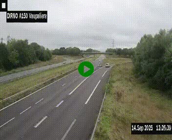 <h2>Webcam autoroute A150 à hauteur de La Vaupalière en périphérie de Rouen. Vue orientée vers Rouen</h2>