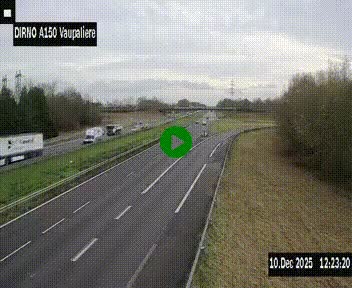<h2>Webcam autoroute A150 à hauteur de La Vaupalière en périphérie de Rouen. Vue orientée vers Rouen</h2>
