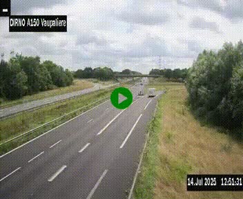 <h2>Webcam autoroute A150 à hauteur de La Vaupalière en périphérie de Rouen. Vue orientée vers Rouen</h2>