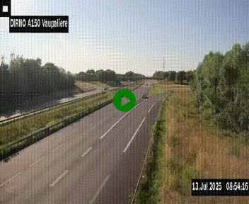 <h2>Webcam autoroute A150 à hauteur de La Vaupalière en périphérie de Rouen. Vue orientée vers Rouen</h2>