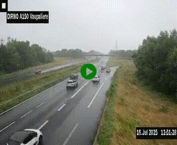 <h2>Webcam autoroute A150 à hauteur de La Vaupalière en périphérie de Rouen. Vue orientée vers Rouen</h2>