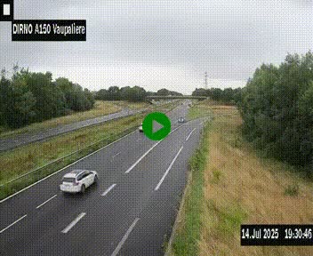 Webcam autoroute A150 à hauteur de La Vaupalière en périphérie de Rouen. Vue orientée vers Rouen