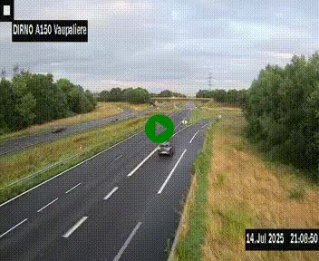 <h2>Webcam autoroute A150 à hauteur de La Vaupalière en périphérie de Rouen. Vue orientée vers Rouen</h2>