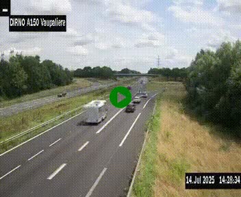 <h2>Webcam autoroute A150 à hauteur de La Vaupalière en périphérie de Rouen. Vue orientée vers Rouen</h2>