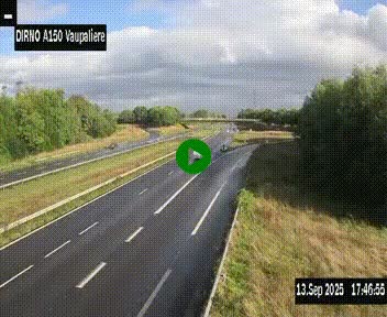 <h2>Webcam autoroute A150 à hauteur de La Vaupalière en périphérie de Rouen. Vue orientée vers Rouen</h2>
