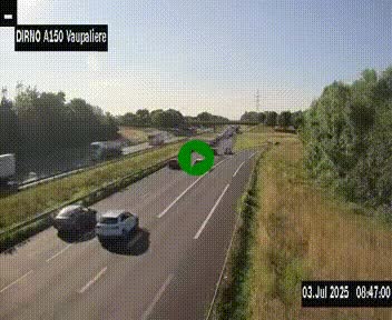 Webcam autoroute A150 à hauteur de La Vaupalière en périphérie de Rouen. Vue orientée vers Rouen