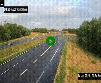 <h2>Webcam autoroute A150 à hauteur de La Vaupalière en périphérie de Rouen. Vue orientée vers Rouen</h2>