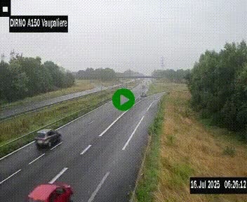 <h2>Webcam autoroute A150 à hauteur de La Vaupalière en périphérie de Rouen. Vue orientée vers Rouen</h2>