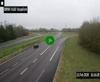 Webcam autoroute A150 à hauteur de La Vaupalière en périphérie de Rouen. Vue orientée vers Rouen