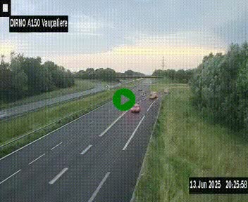 Webcam autoroute A150 à hauteur de La Vaupalière en périphérie de Rouen. Vue orientée vers Rouen
