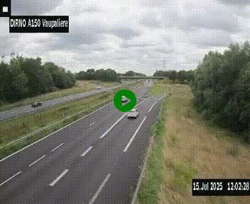<h2>Webcam autoroute A150 à hauteur de La Vaupalière en périphérie de Rouen. Vue orientée vers Rouen</h2>