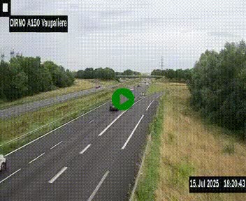 <h2>Webcam autoroute A150 à hauteur de La Vaupalière en périphérie de Rouen. Vue orientée vers Rouen</h2>