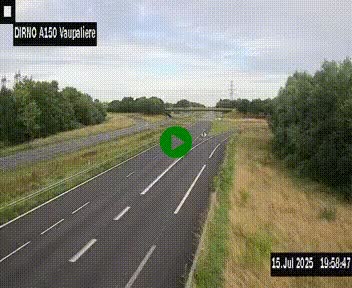 <h2>Webcam autoroute A150 à hauteur de La Vaupalière en périphérie de Rouen. Vue orientée vers Rouen</h2>