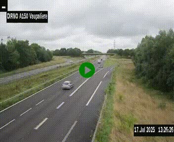 <h2>Webcam autoroute A150 à hauteur de La Vaupalière en périphérie de Rouen. Vue orientée vers Rouen</h2>