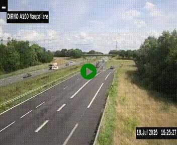 <h2>Webcam autoroute A150 à hauteur de La Vaupalière en périphérie de Rouen. Vue orientée vers Rouen</h2>