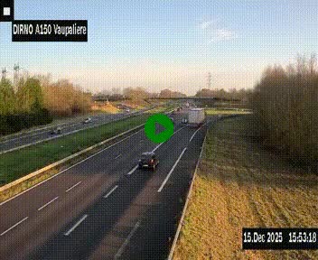 Webcam autoroute A150 à hauteur de La Vaupalière en périphérie de Rouen. Vue orientée vers Rouen